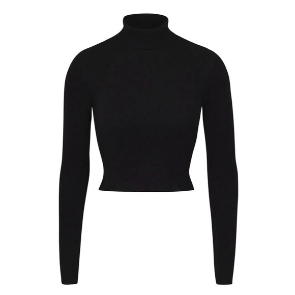 ETERNE CROPPED FITTED TURTLENECK TOP BLACK XS NWT - Picture 1 of 7